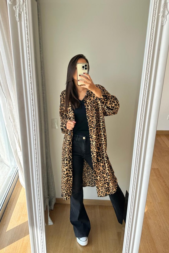 CAMISA LARGA ESTAMPADA