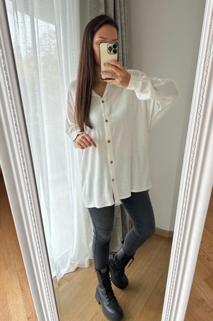 MAXI CAMISA DE LINO M/L