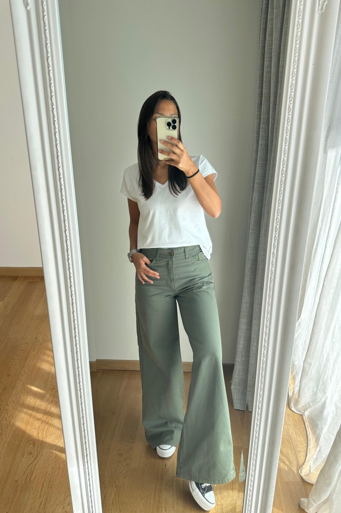 PANTALON WIDE DE GABARDINA