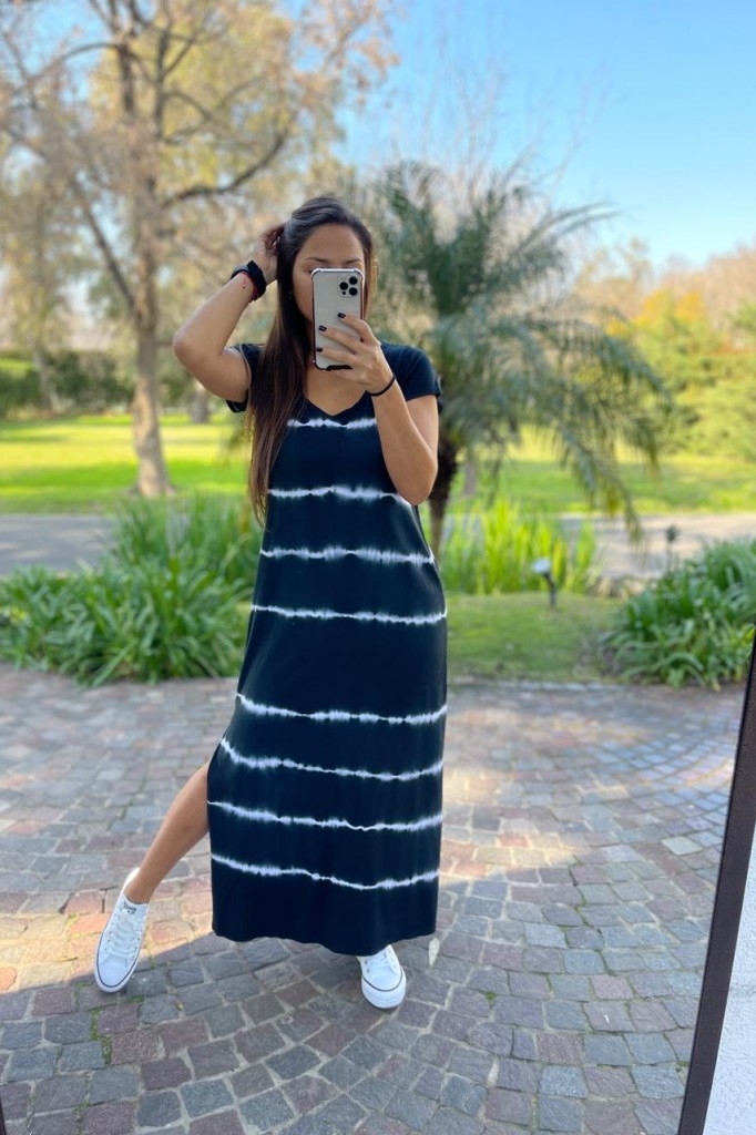 VESTIDO BAHAMAS M/C RAYADO