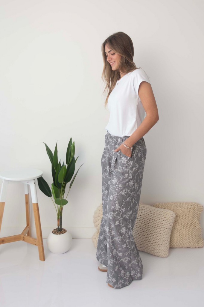 PALAZO FLOR SIMIL LINO