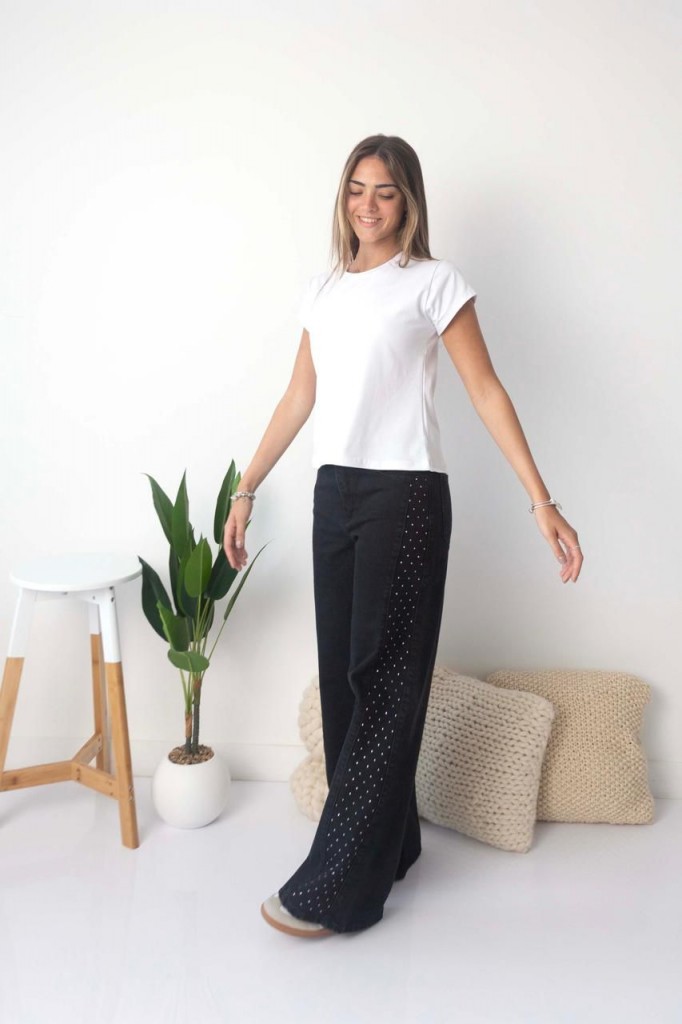 JEAN WIDE LEG CON BRILLOS