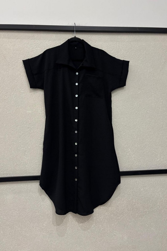 VESTIDO CAMISERO LARGO NACAR