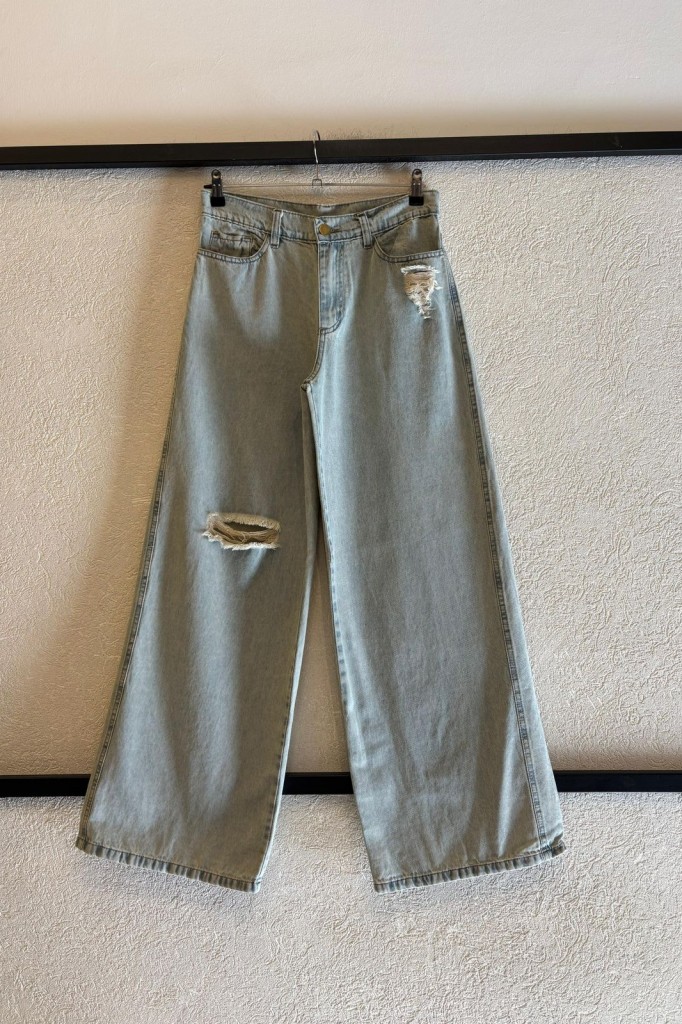 JEAN WIDE LEG CON ROTURA OXIDO