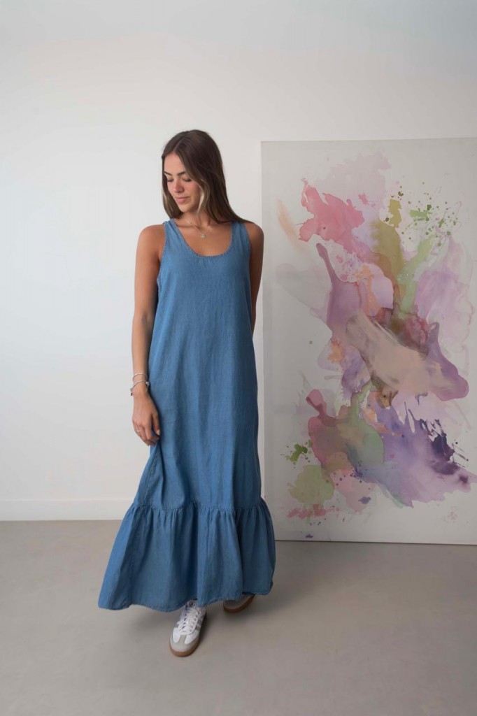 VESTIDO DE JEAN CON VOLADO