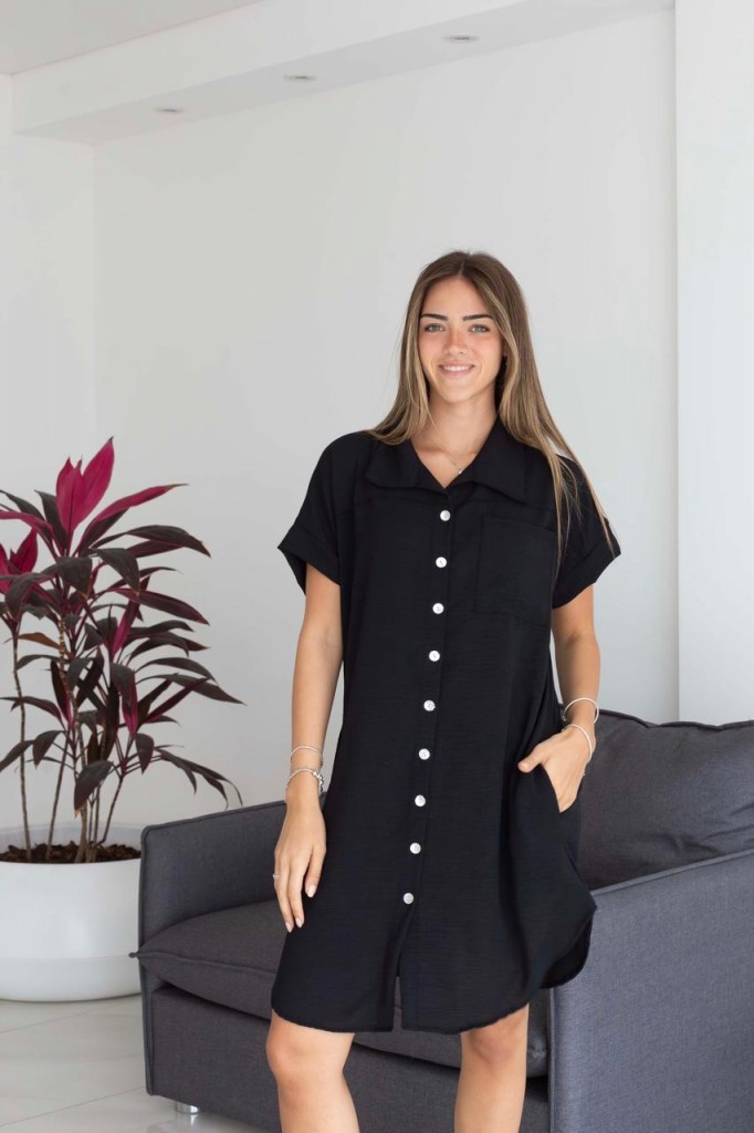 VESTIDO CAMISERO CORTO NACAR