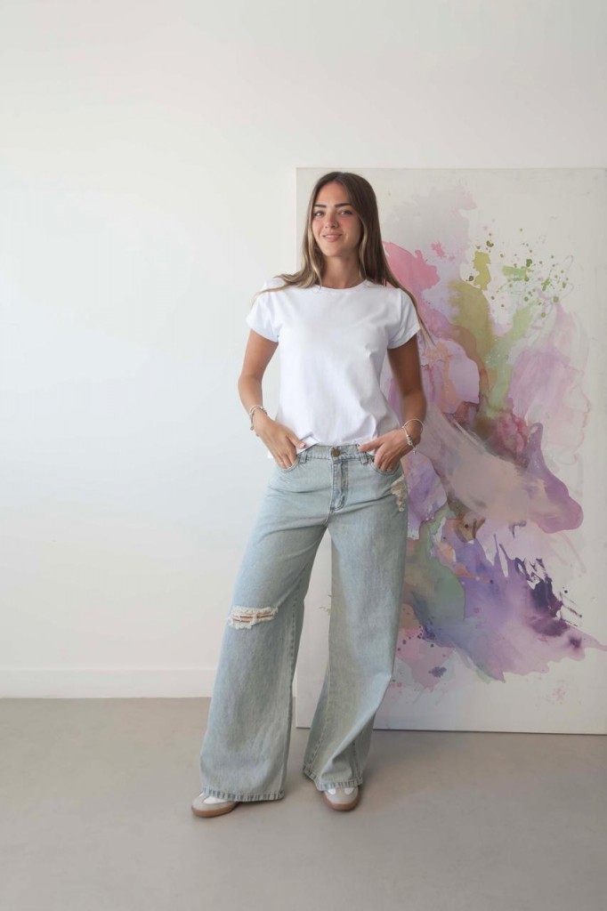 JEAN WIDE LEG CON ROTURA OXIDO