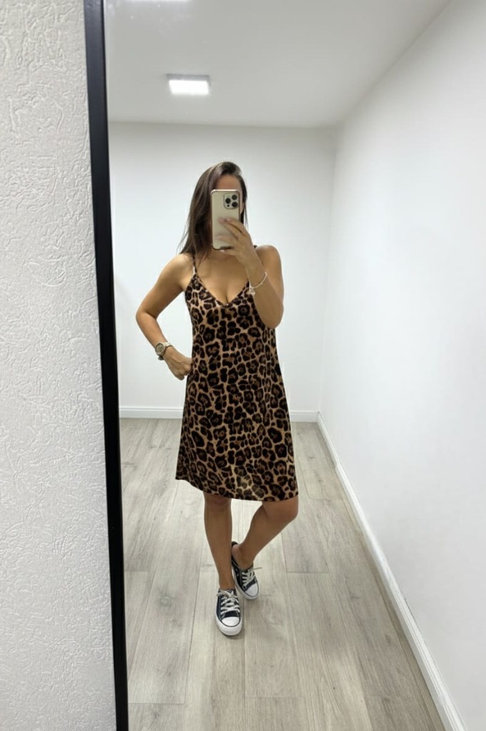 VESTIDO DE LINO ANIMAL PRINT CORTO