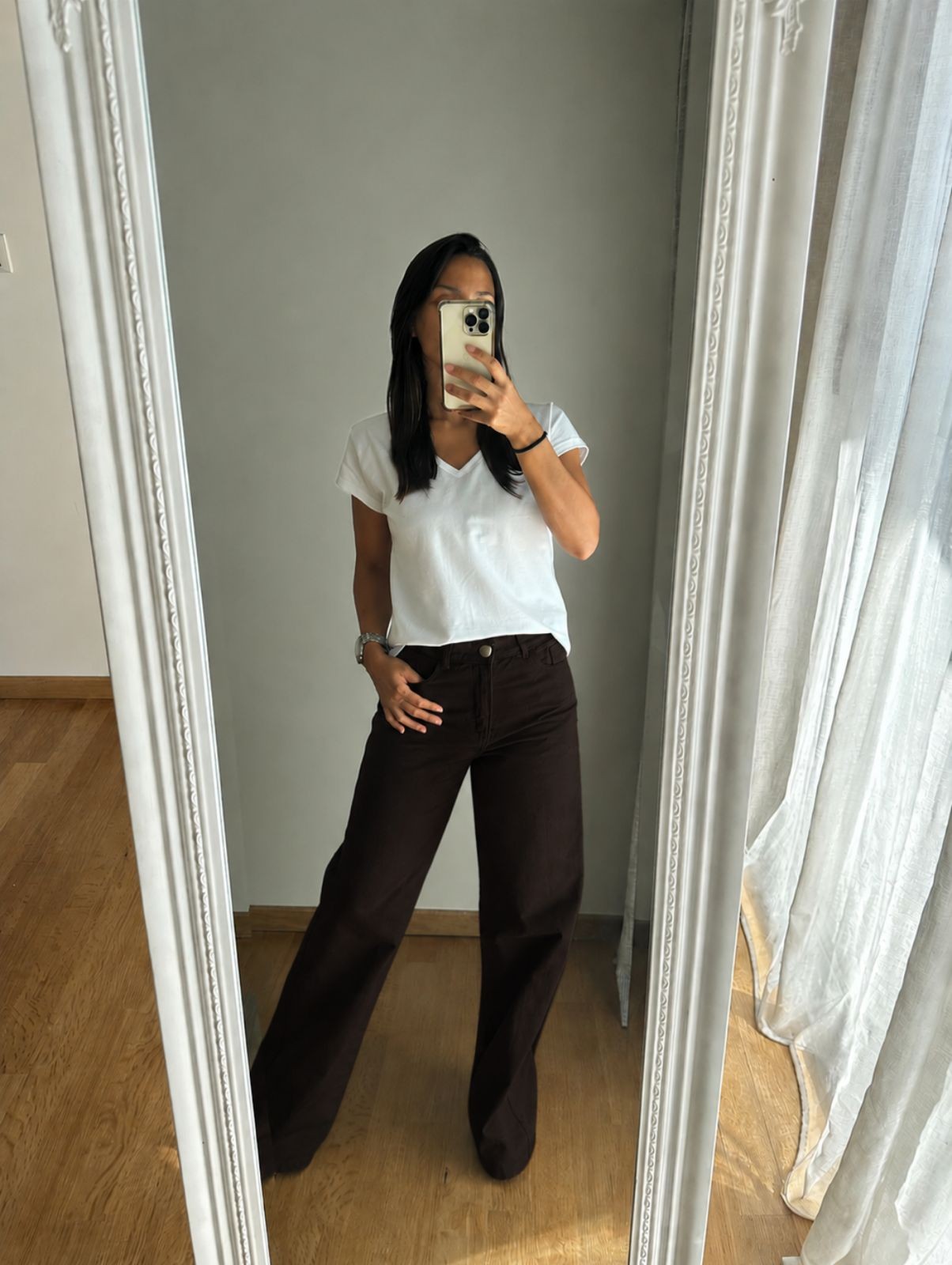PANTALON WIDE DE GABARDINA