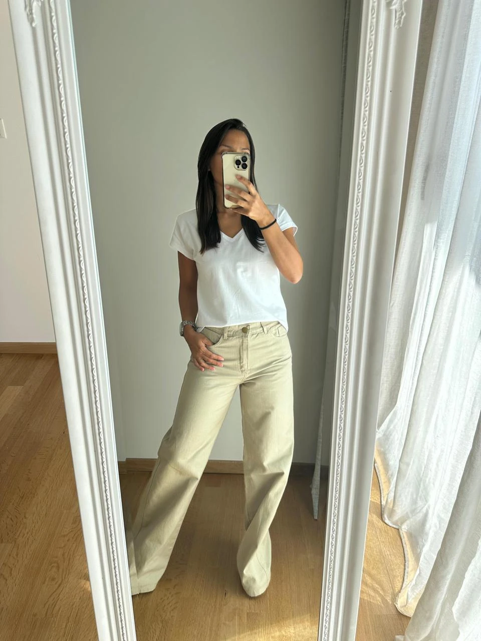 PANTALON WIDE DE GABARDINA