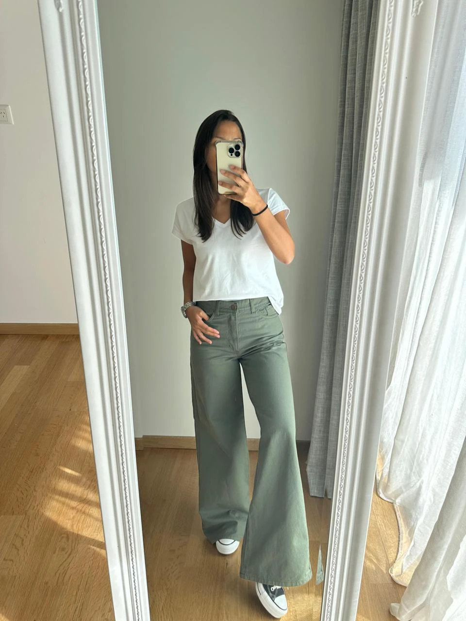 PANTALON WIDE DE GABARDINA