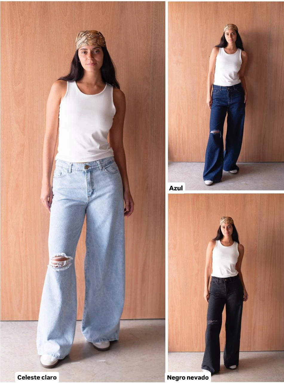 JEAN WIDE CON ROTURA