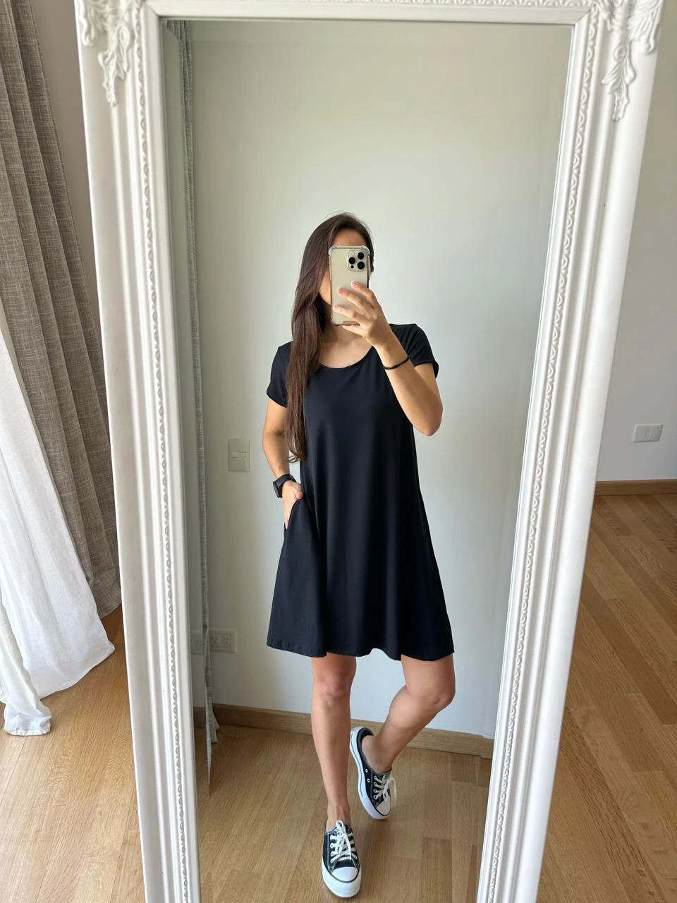 VESTIDO CORTO MANGA CORTA LISO