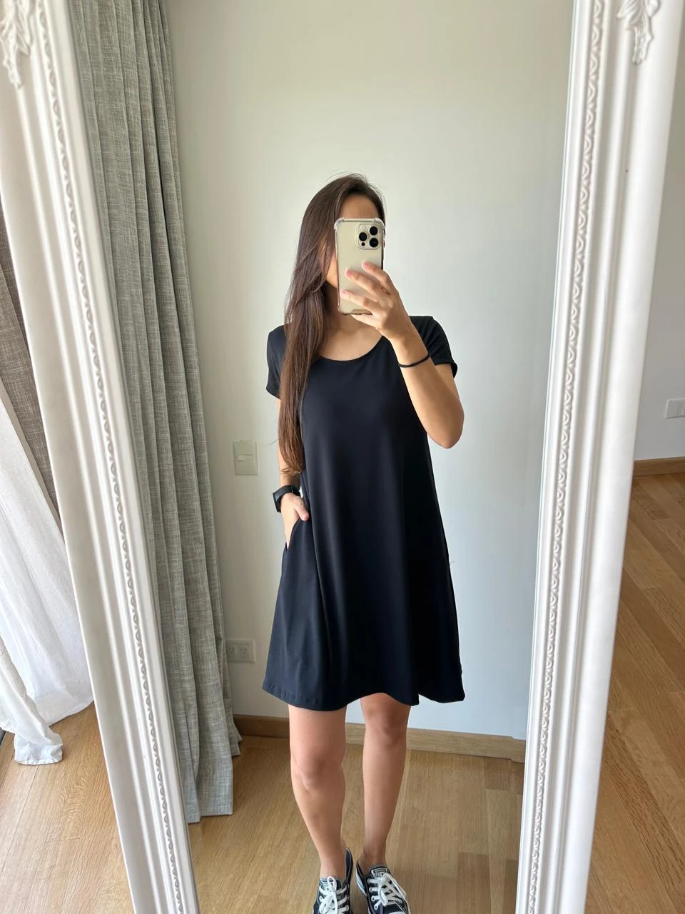 VESTIDO CORTO MANGA CORTA LISO