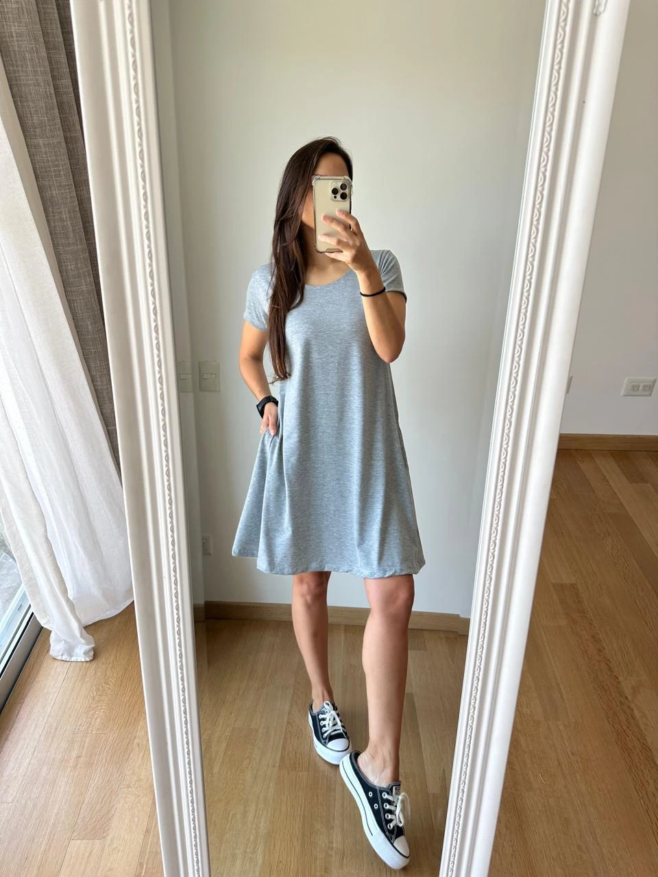 VESTIDO CORTO MANGA CORTA LISO