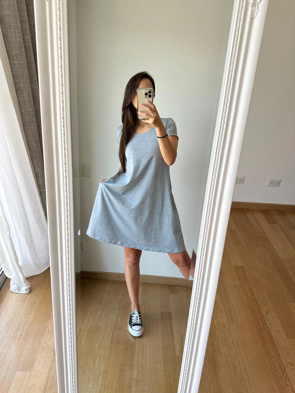 VESTIDO CORTO MANGA CORTA LISO