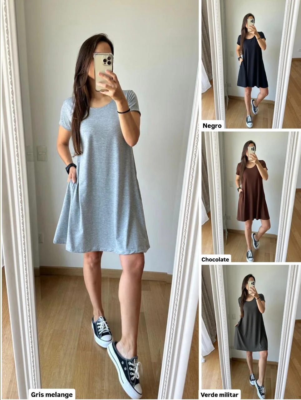 VESTIDO CORTO MANGA CORTA LISO