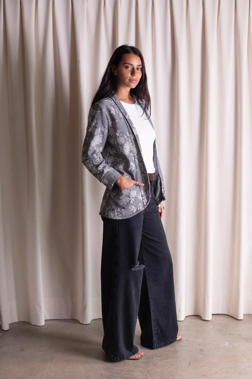 BLAZER DE LINO ESTAMPADO